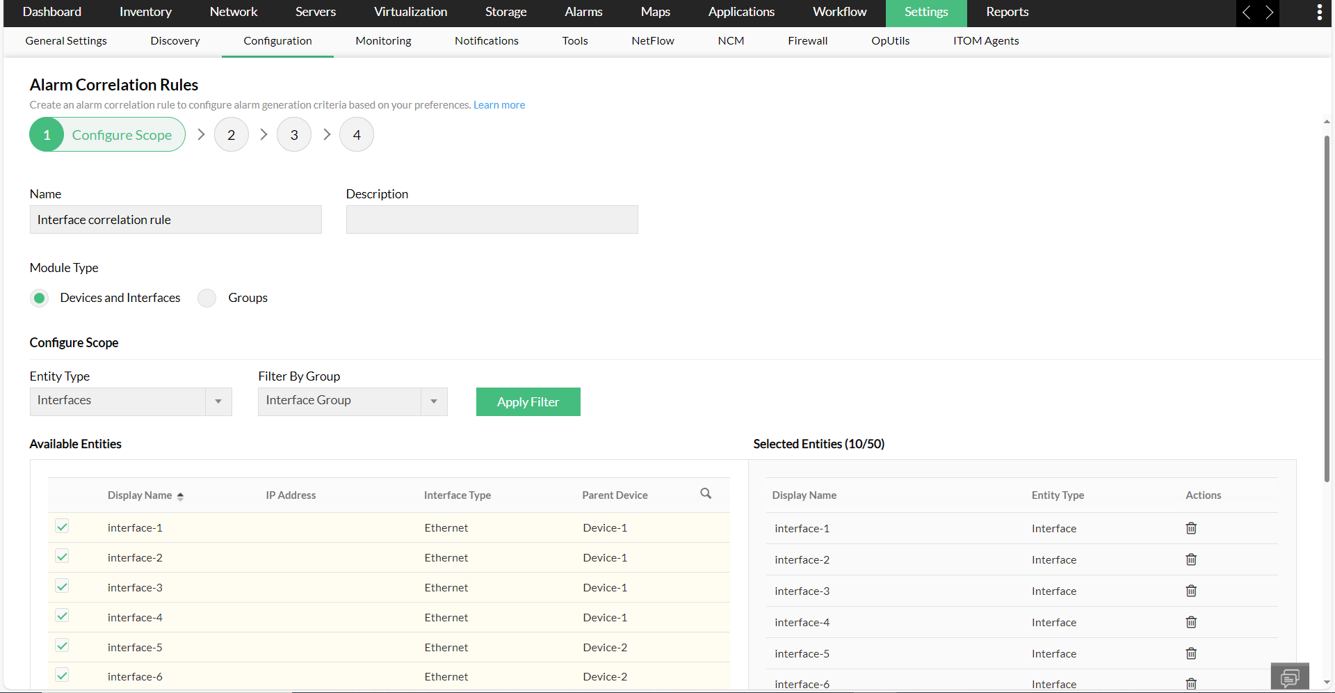 OpManager Alarms Widget OpManager告警组件界面
