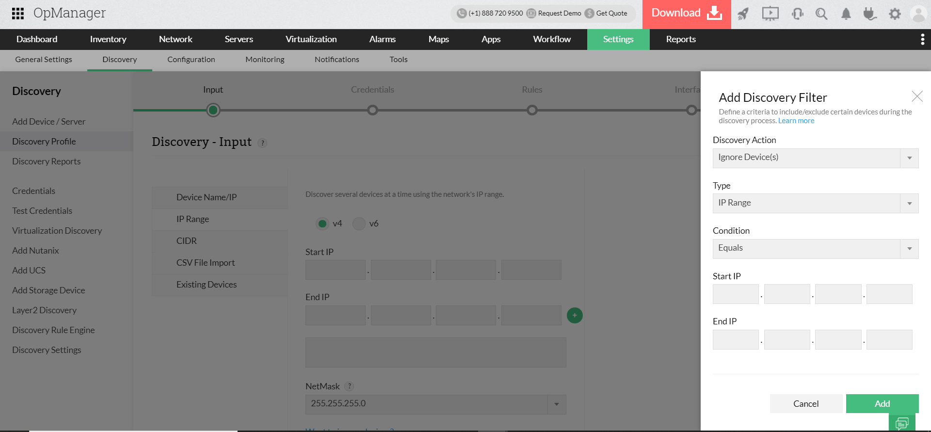 OpManager Filter Options OpManager筛选选项界面