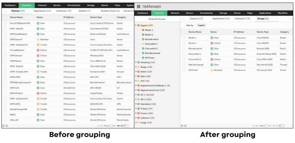 Device Grouping Comparison 设备分组前后对比图