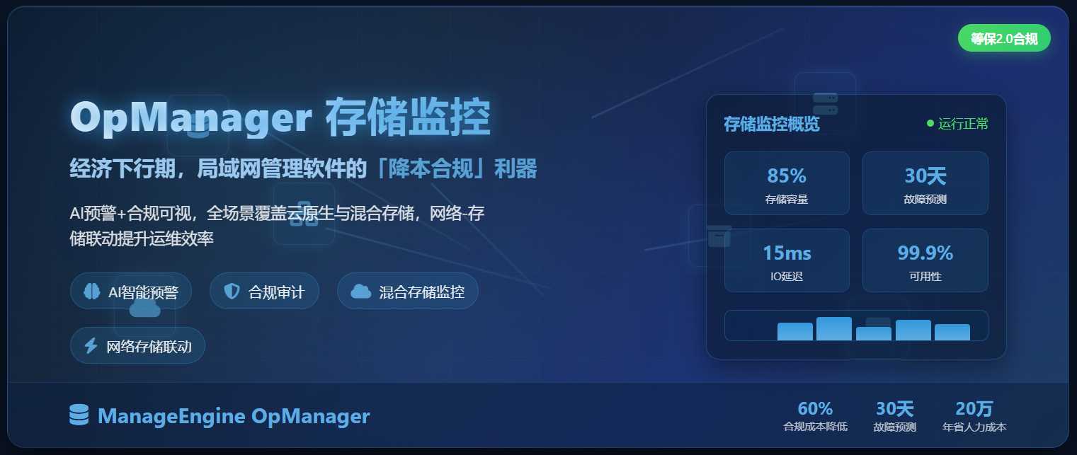OpManager 存储监控:经济下行期,局域网管理软件的「降本合规」利器