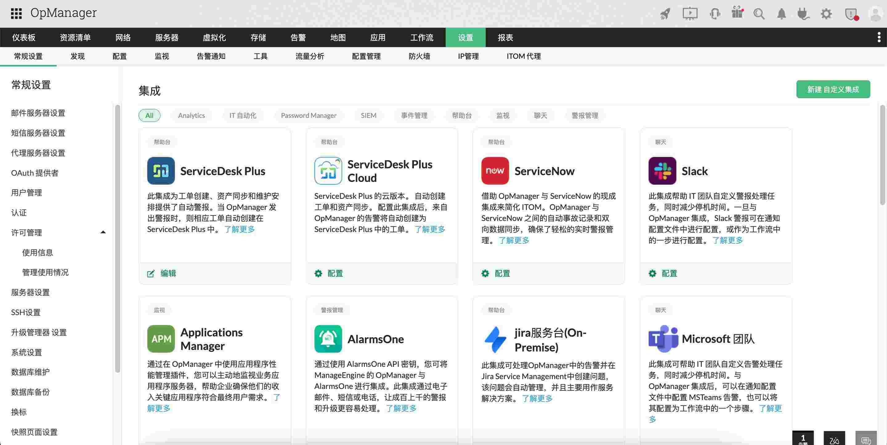 OpManager Ecosystem Integration OpManager生态集成