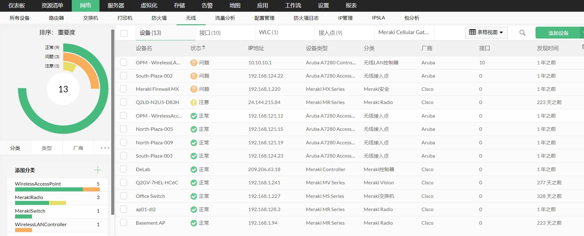 WiFi监控 - ManageEngine OpManager