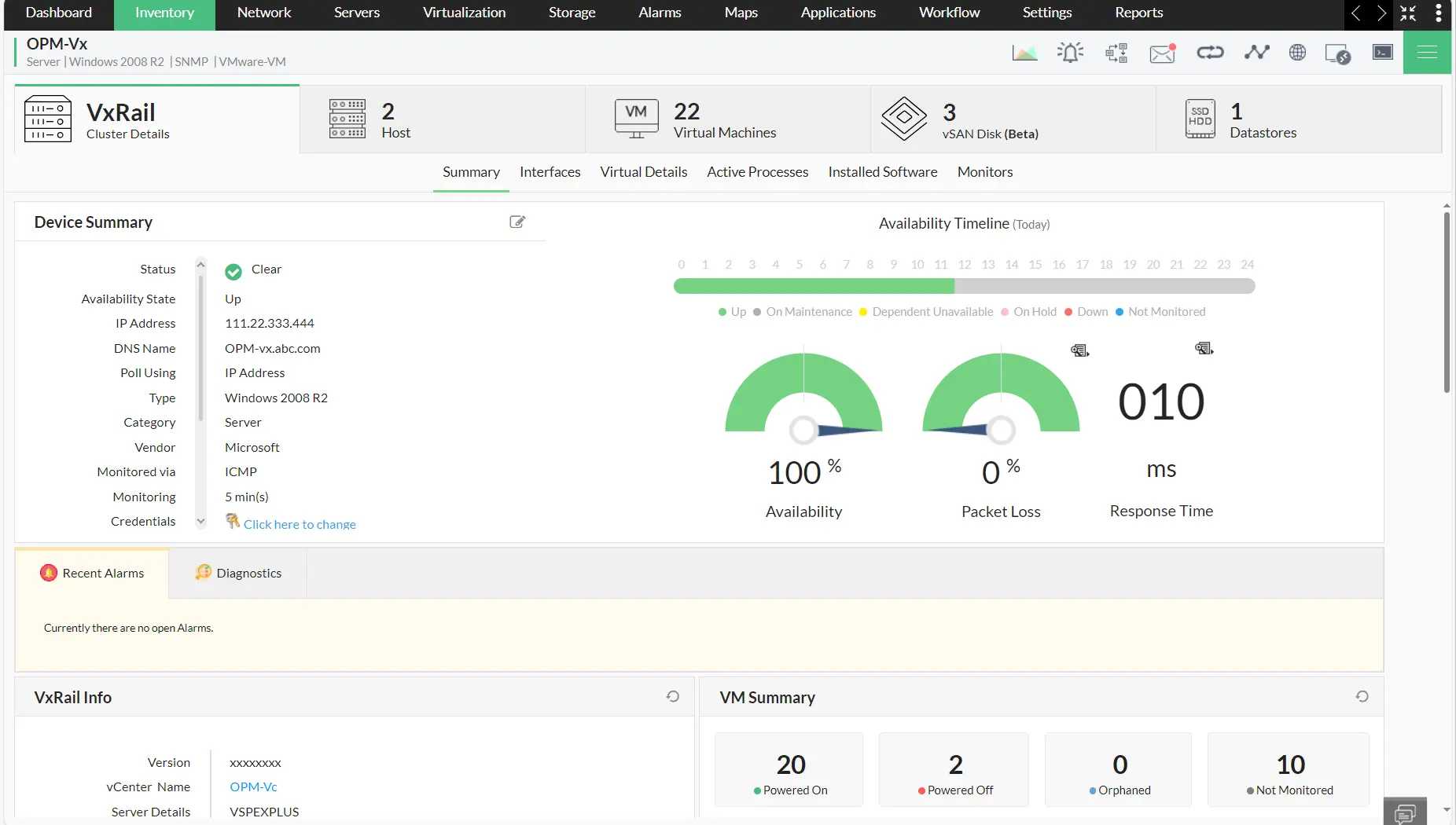 OpManager Unified Monitoring Dashboard OpManager统一监控仪表板