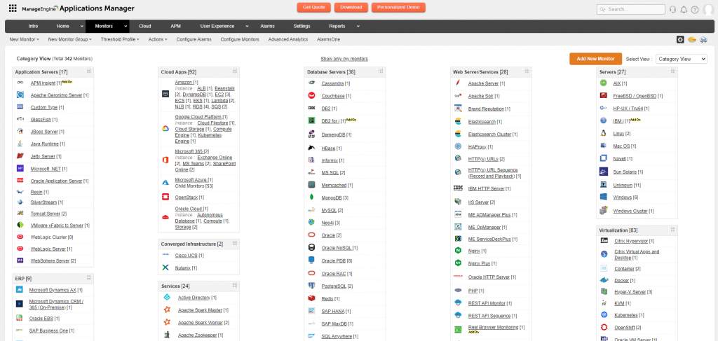 混合基础设施监控界面
