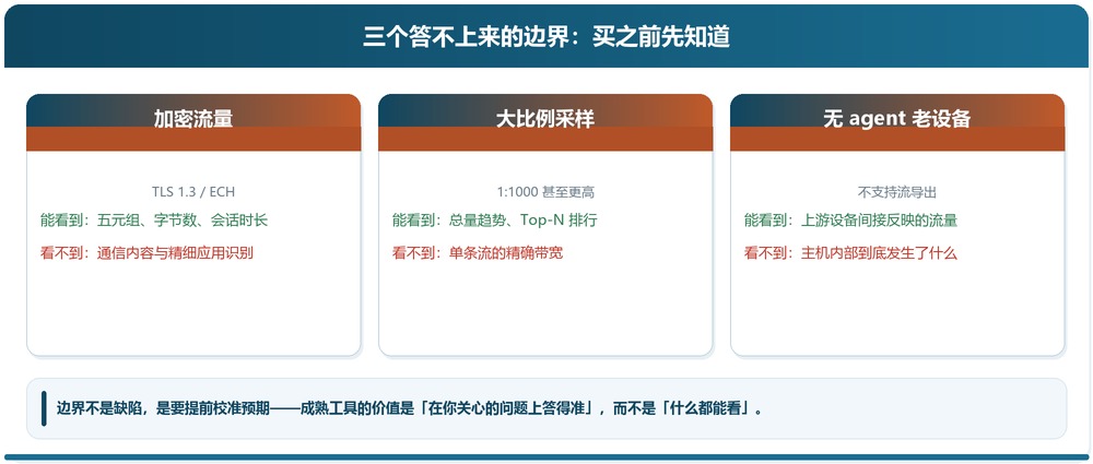 网络流量分析工具的三个能力边界：加密、采样与无 agent 设备