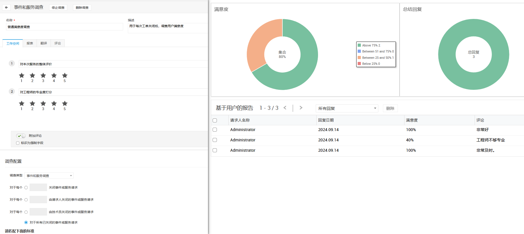 ServiceDesk Plus用户调查功能配图,辅助理解满意度问卷设计